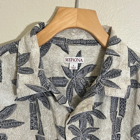 Merona Button Down Tropical Hawaiian Short Sleeve Shirt - Picture 2 of 13